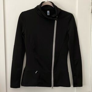 Black Utility lightweight zip  sweater Jacket with Modern Design and High Collar